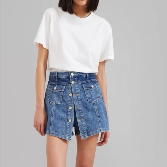 NWT The Frankie Shop “Blades” Blue Denim Skort Small - Picture 1 of 9